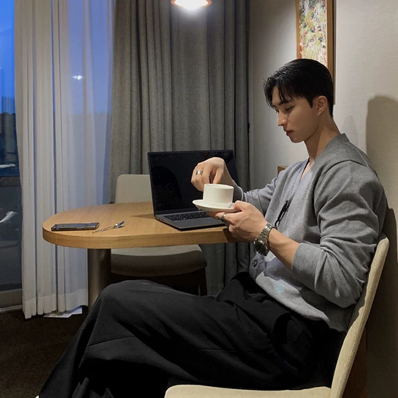 Korean Cozy V-Neck Knit Sweater
