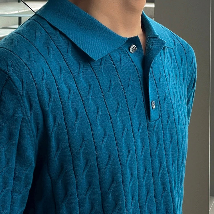 Korean Lapel Knit Polo Shirt