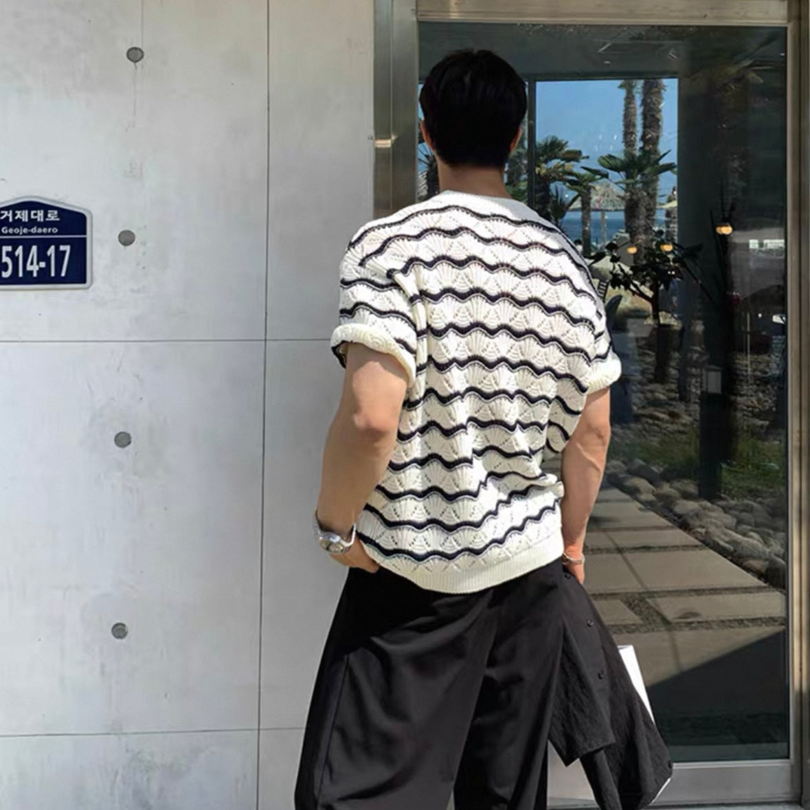 Korean Striped Casual Knit T-shirt