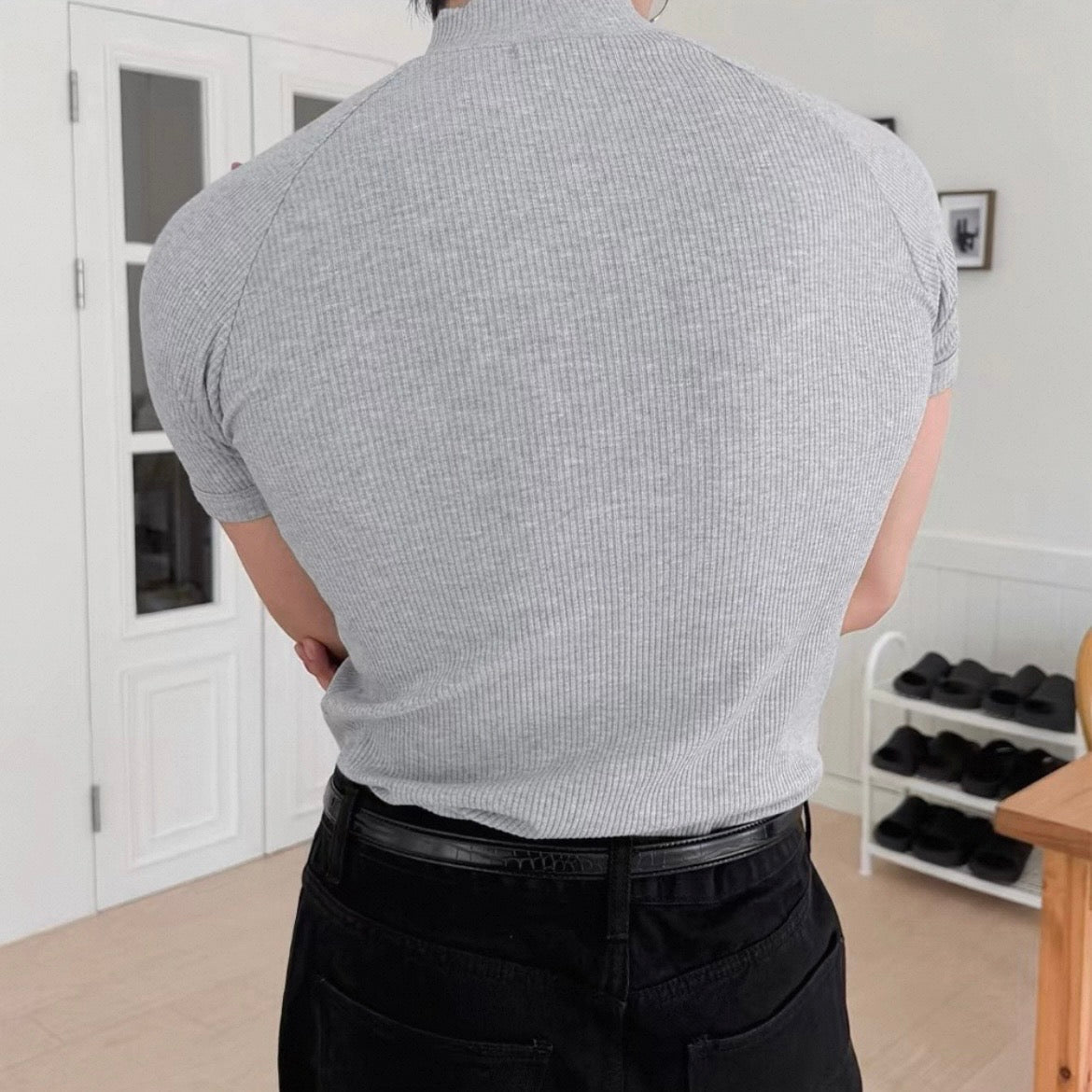 Textured Half-Zip Fitness T-Shirt
