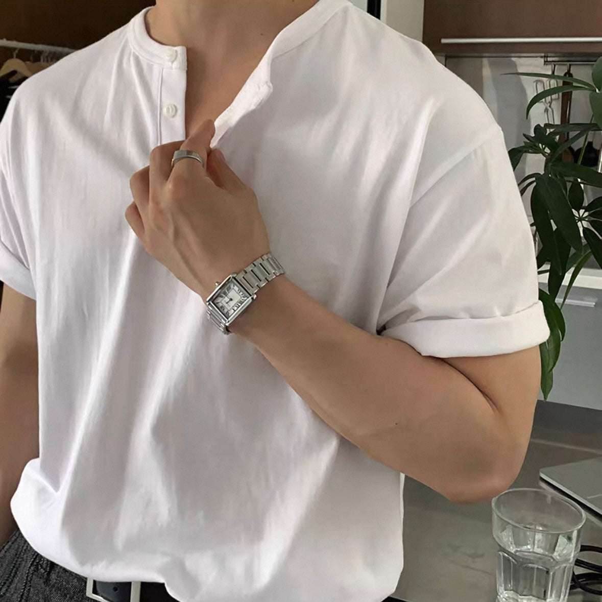 Henry Collar Casual Summer T-shirt