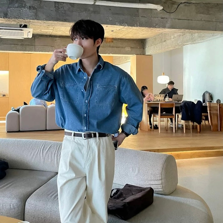 Dual-Pocket Denim Shirt