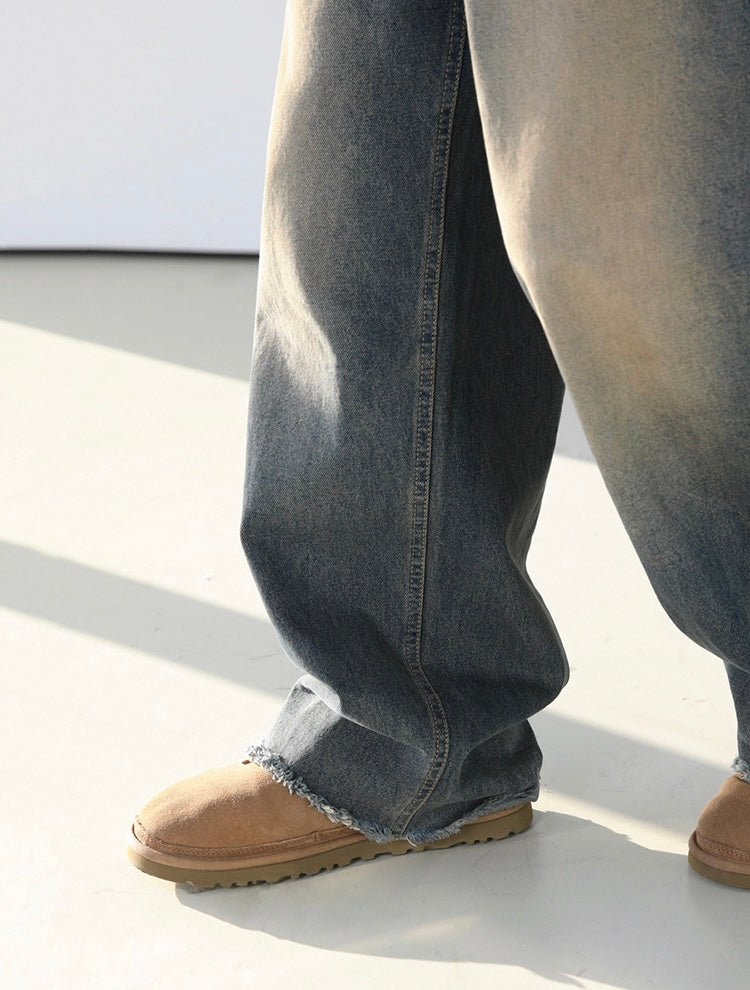Washed Jeans Wide Pants