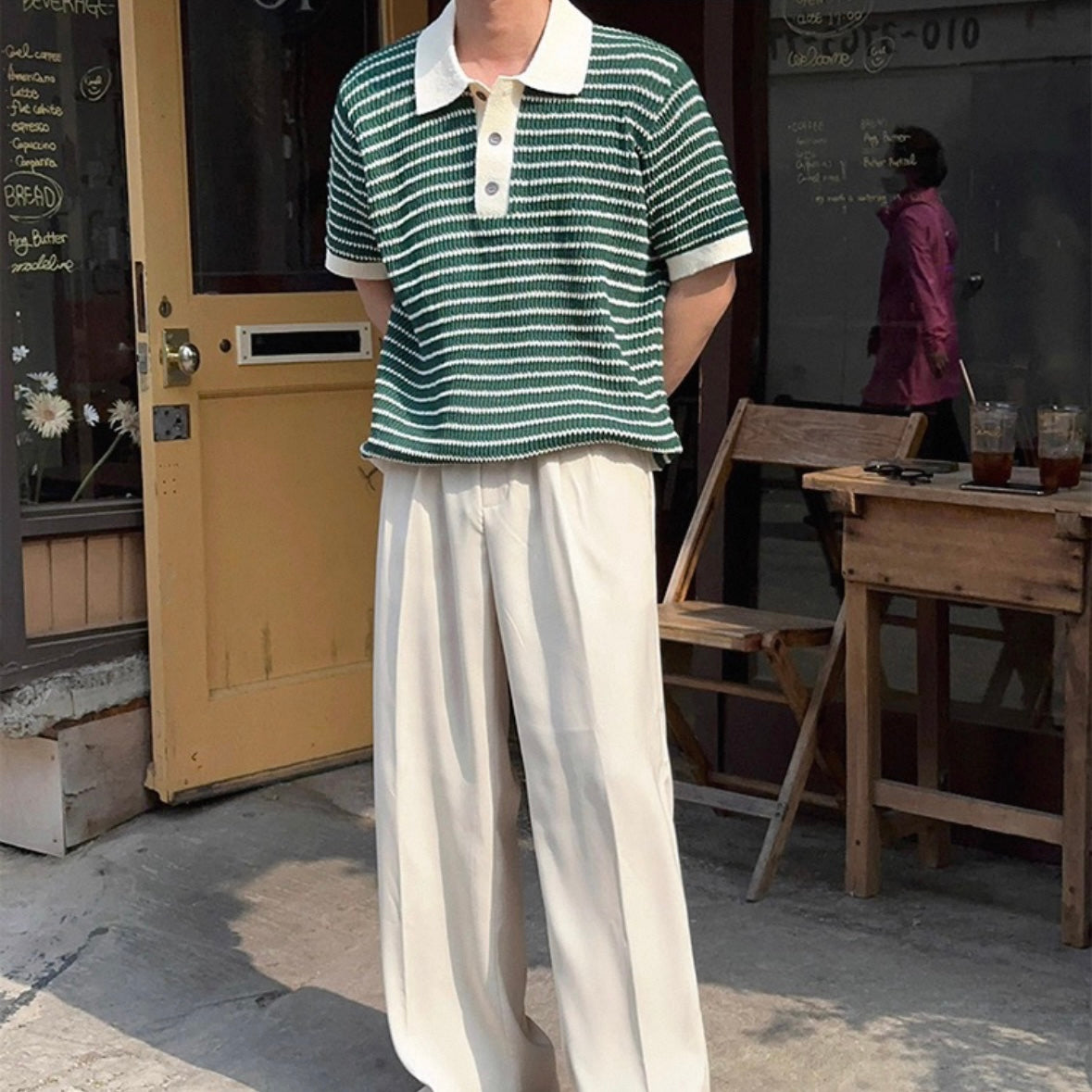 Korean Striped Polo Shirt