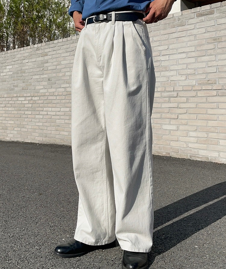 Draped Casual Straight Pants
