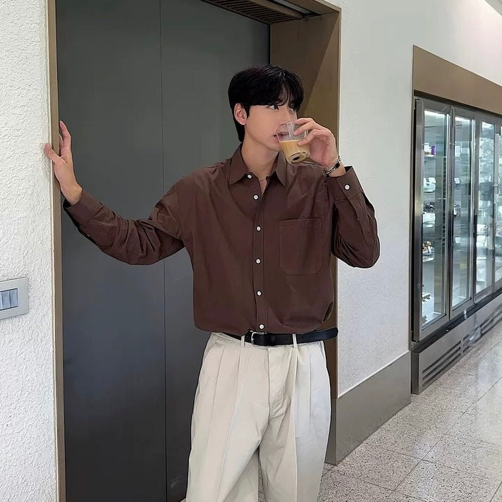 Retro Solid Color Shirt