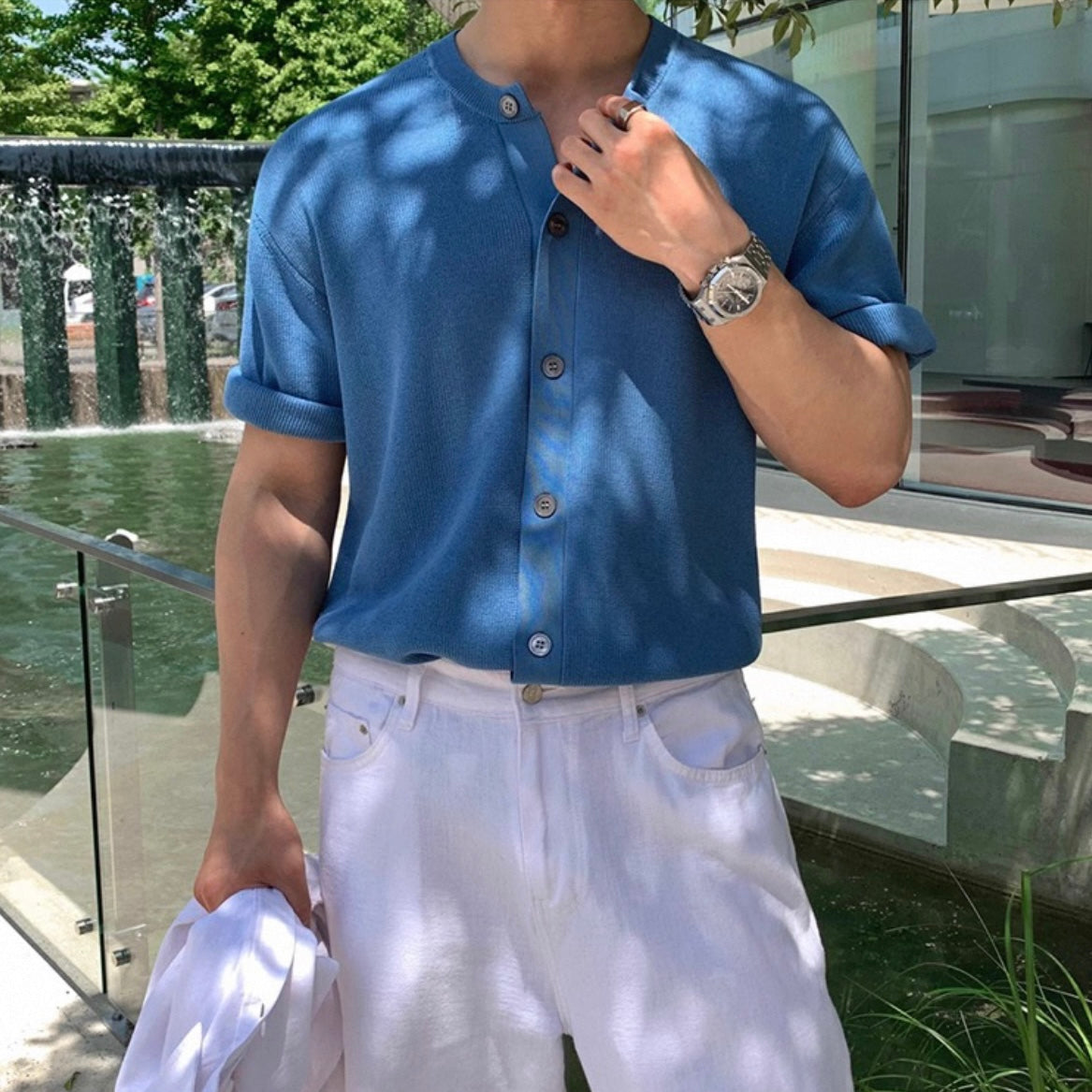 Korean Short-Sleeve Cardigan T-shirt
