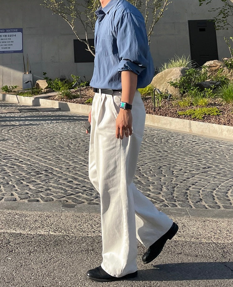 Draped Casual Straight Pants