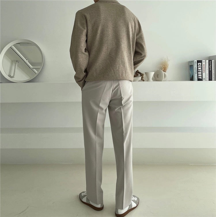 Straight casual plain pants