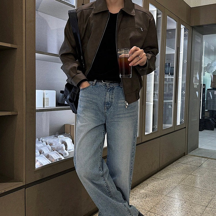 American Retro Short Leather Jacket