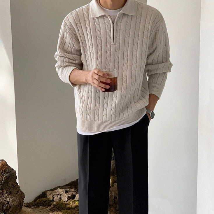 Half-zip twist knit