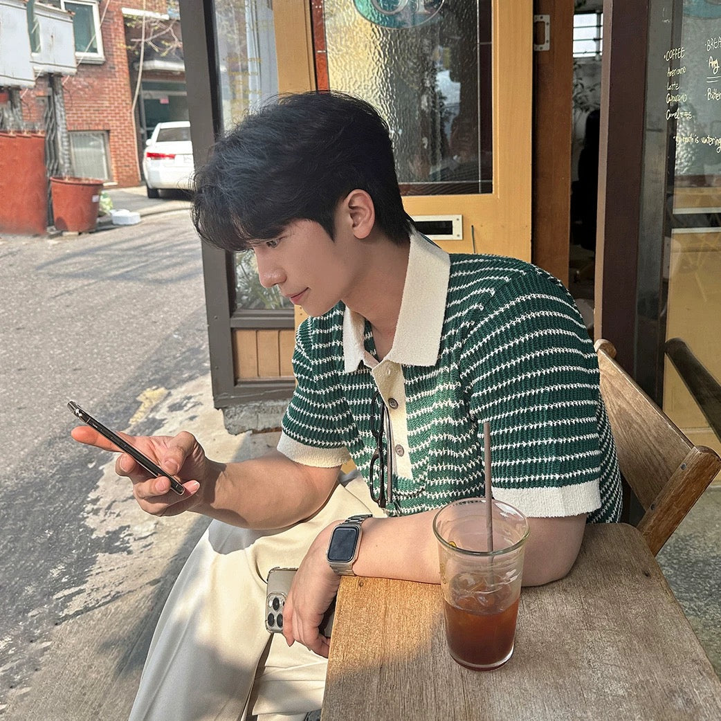 Korean Striped Polo Shirt