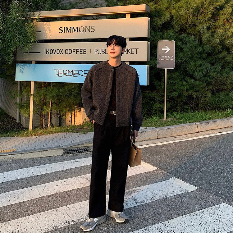 Round Neck Sweater Jacket