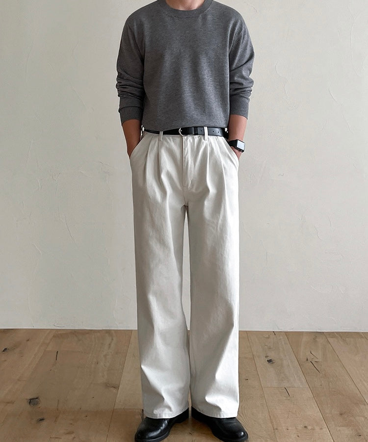 Draped Casual Straight Pants