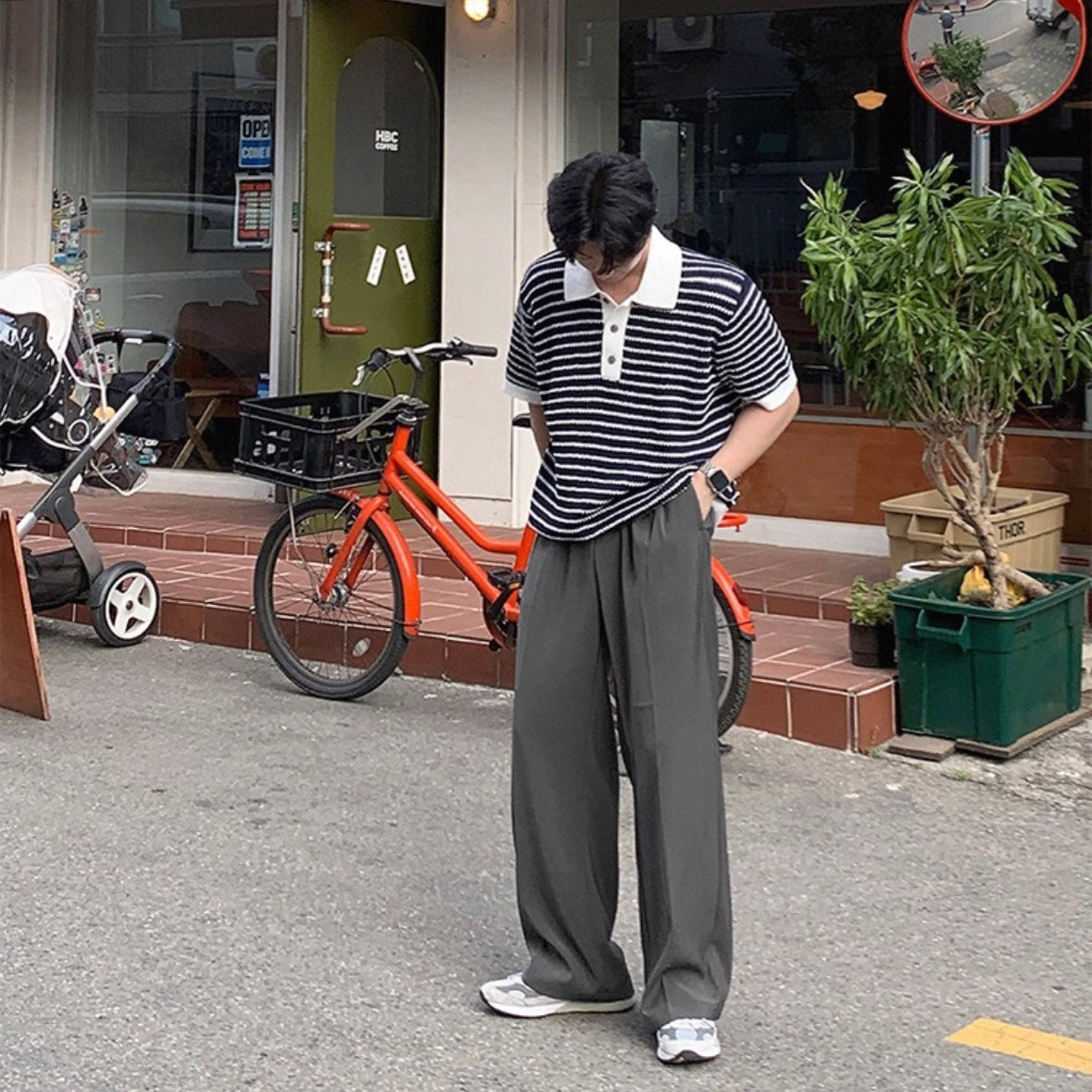 Korean Striped Polo Shirt