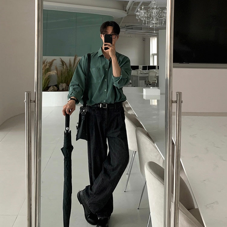 Handsome lapel simple long-sleeved knit