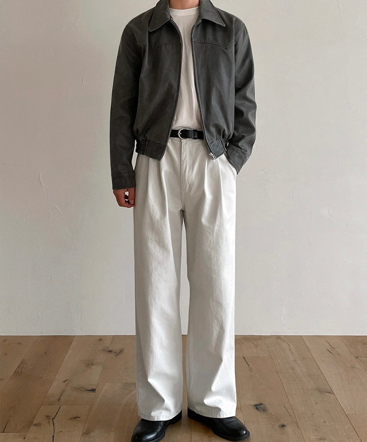 Draped Casual Straight Pants