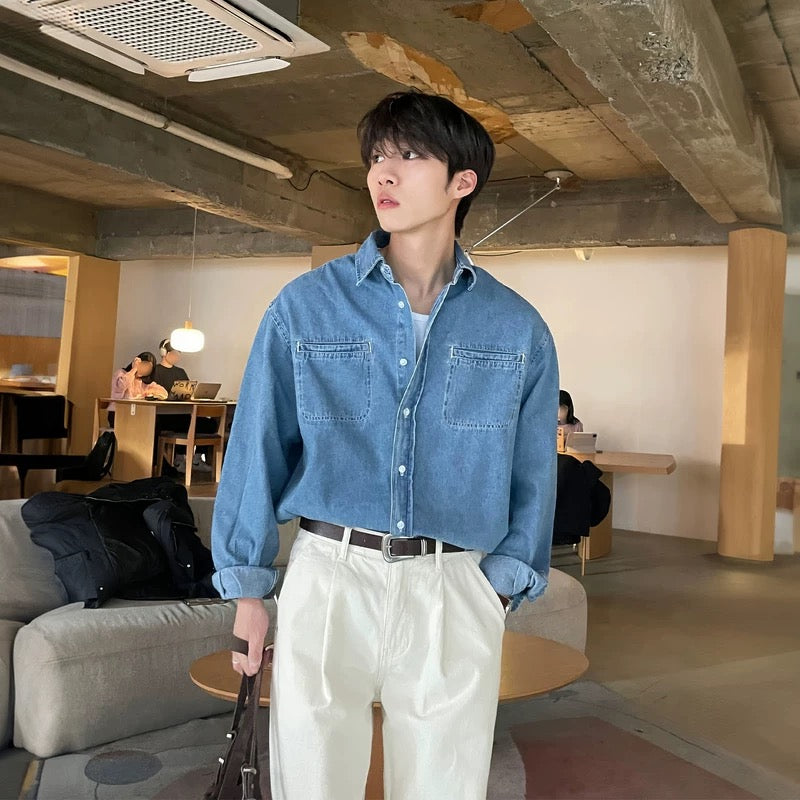 Dual-Pocket Denim Shirt