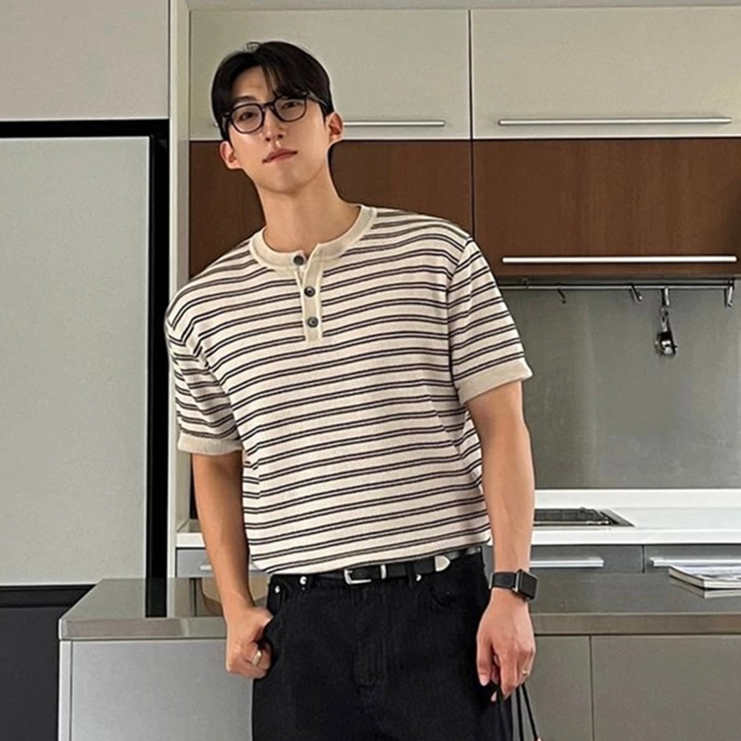 Casual Striped Knit T-Shirt