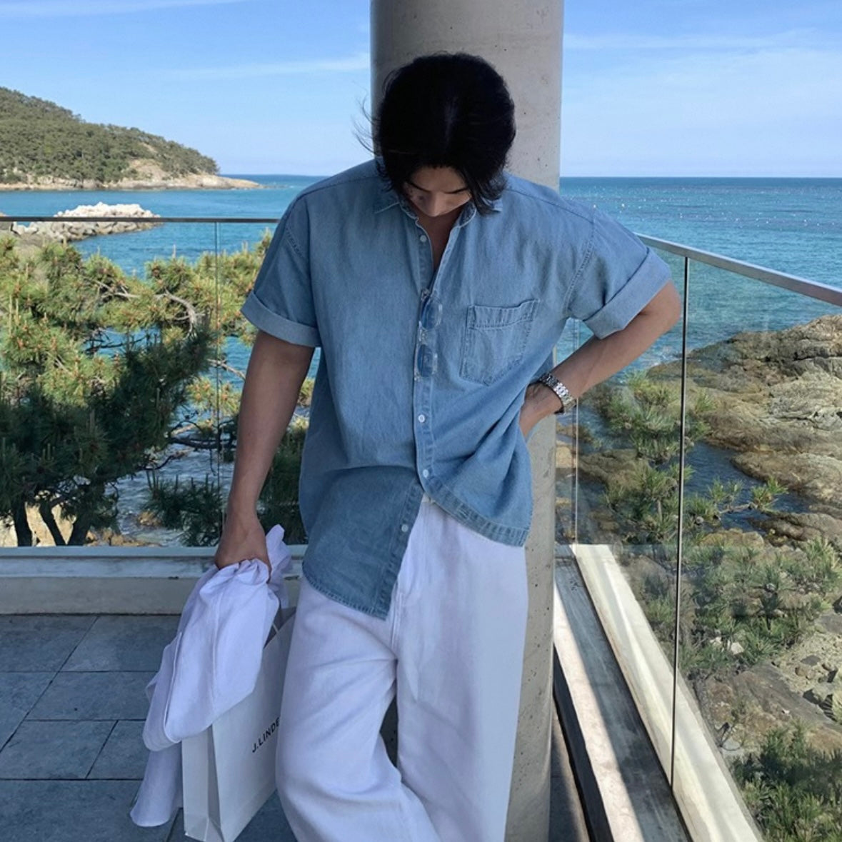 Retro Wash Denim Summer Shirt
