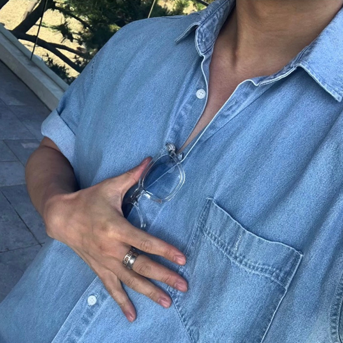 Retro Wash Denim Summer Shirt