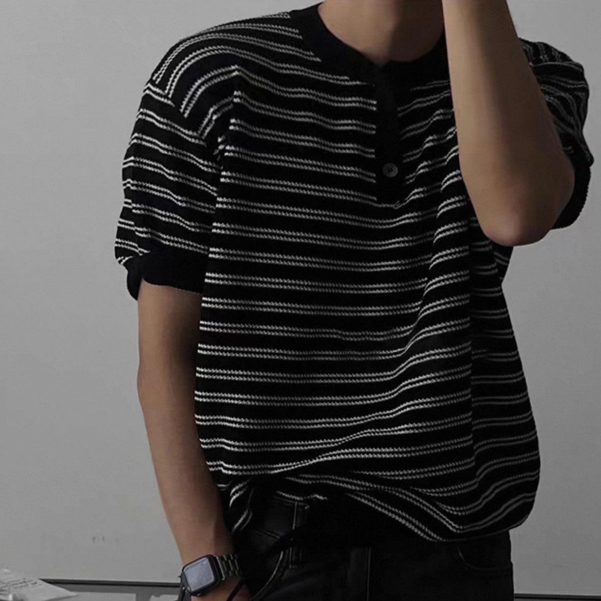 Casual Striped Knit T-Shirt