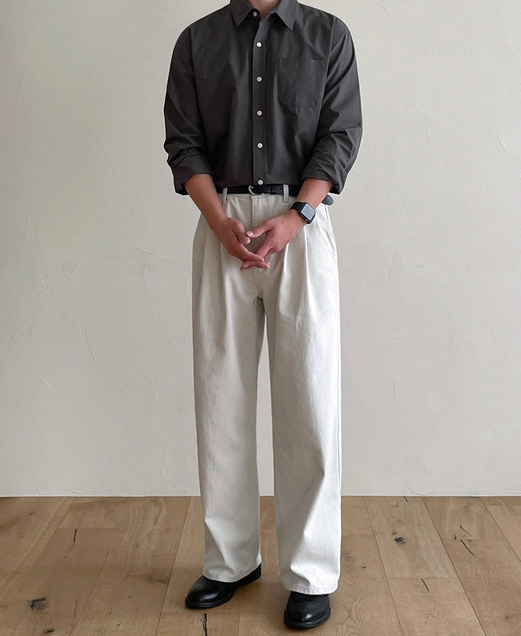 Draped Casual Straight Pants