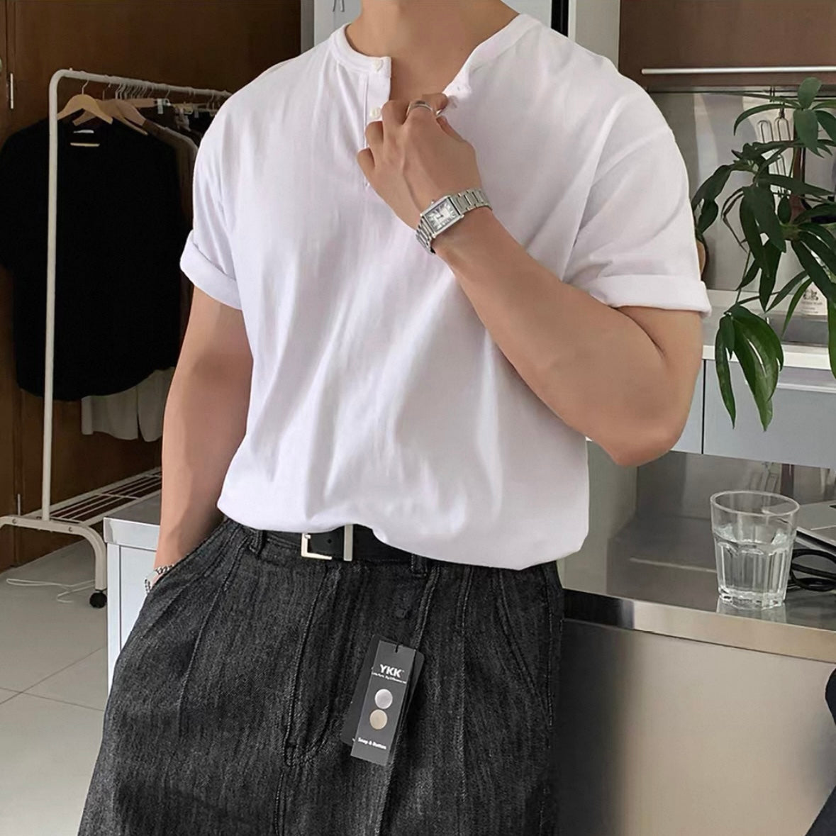 Henry Collar Casual Summer T-shirt