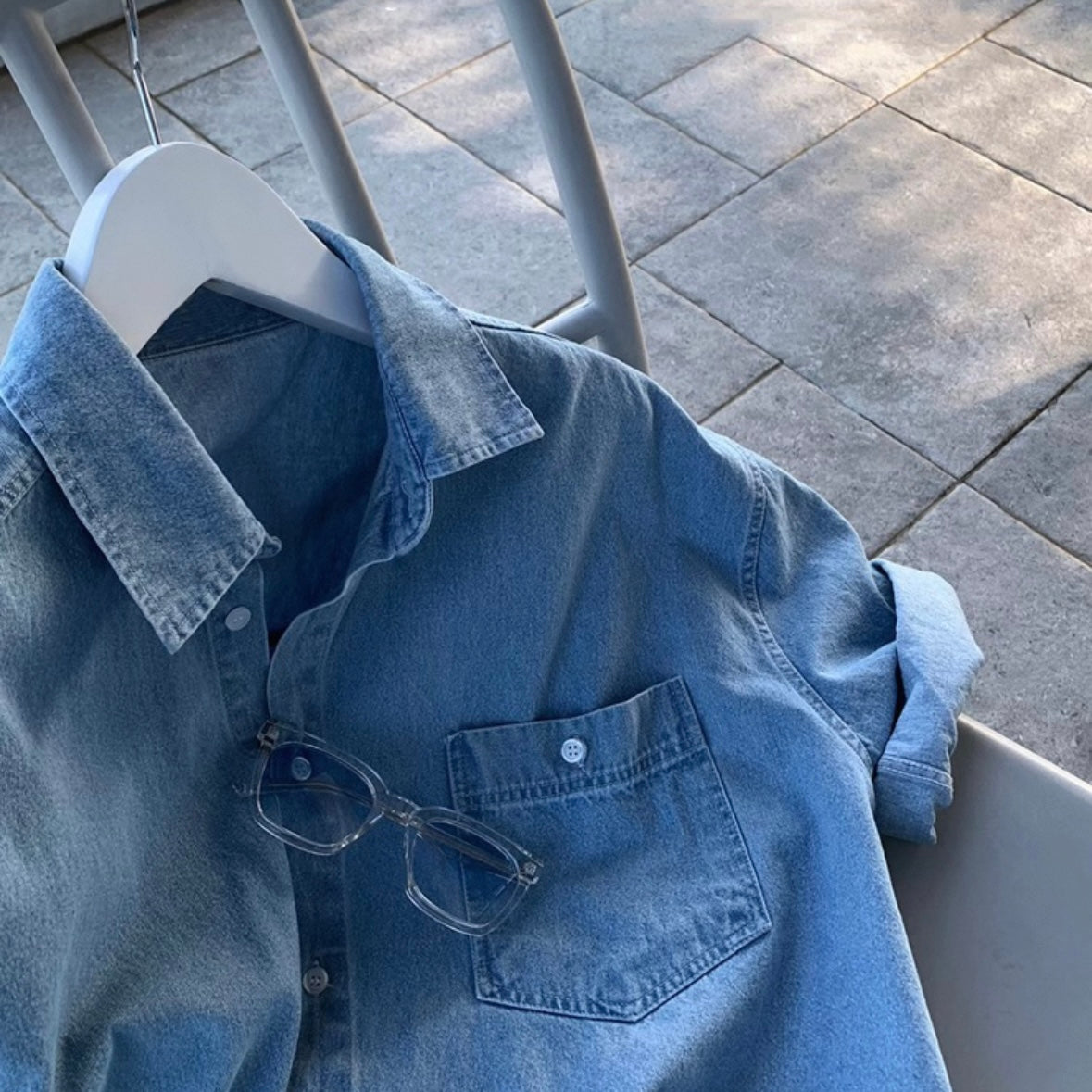 Retro Wash Denim Summer Shirt