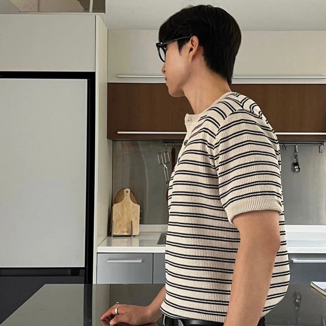 Casual Striped Knit T-Shirt