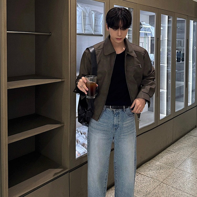 American Retro Short Leather Jacket