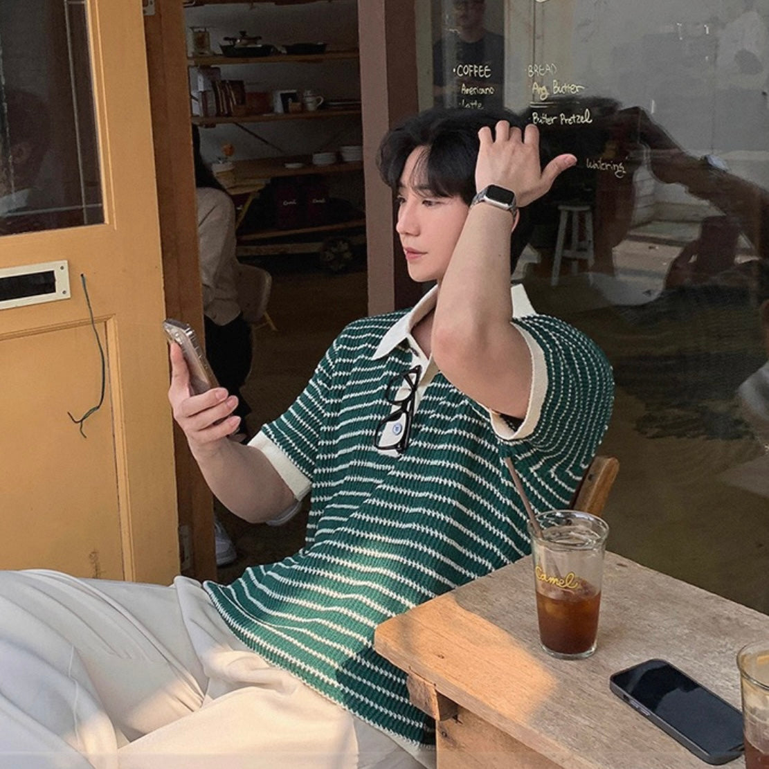 Korean Striped Polo Shirt