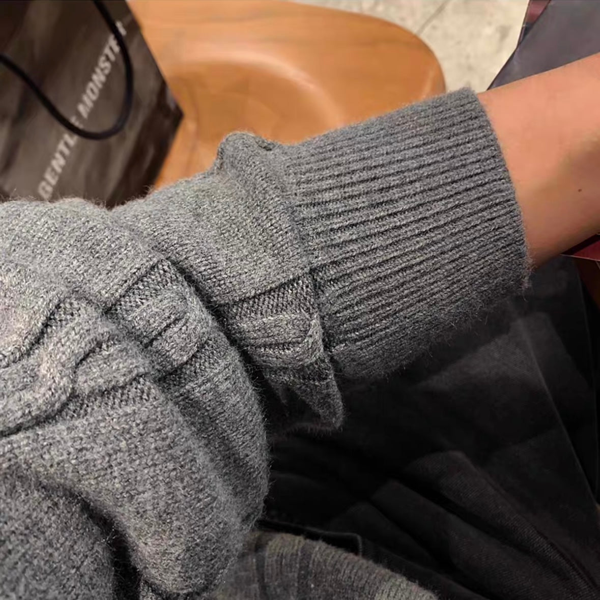Lapel Twist Pattern Knit Sweater