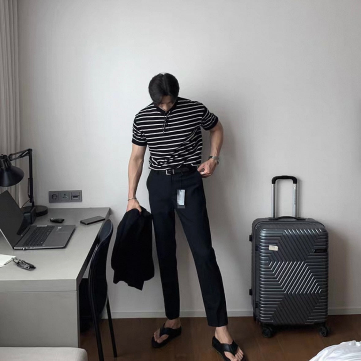 Loose Fit Black Striped Tee