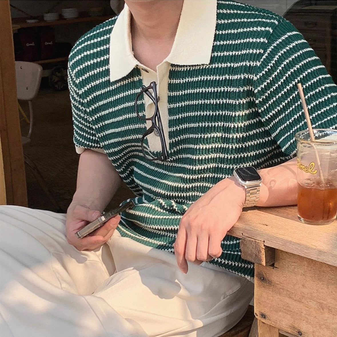 Korean Striped Polo Shirt