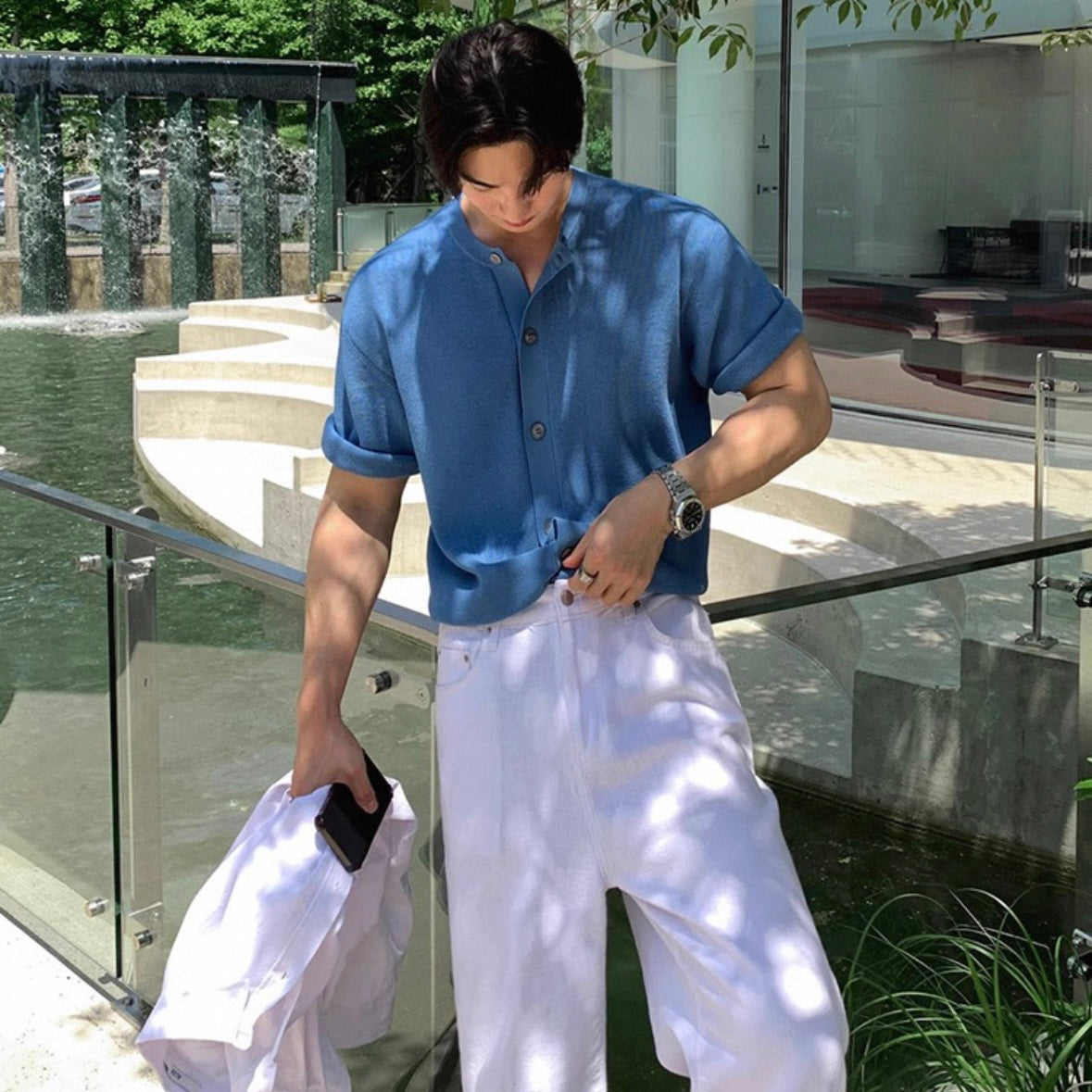 Korean Short-Sleeve Cardigan T-shirt
