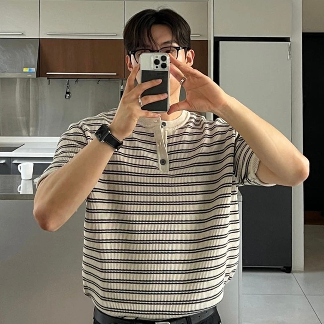 Casual Striped Knit T-Shirt