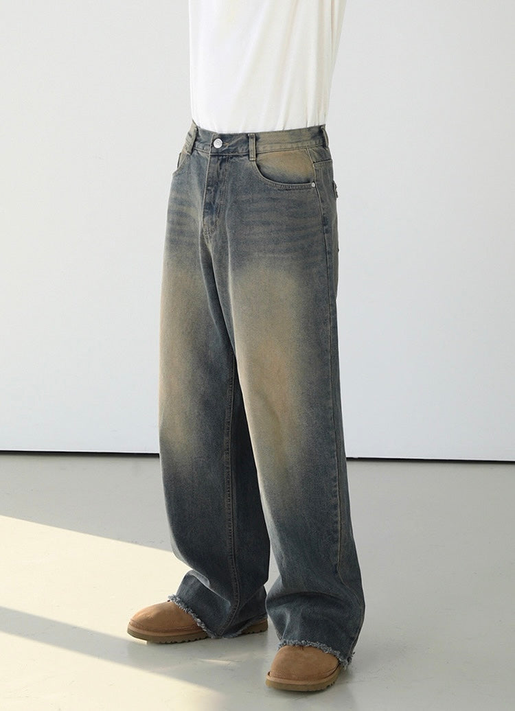 Washed Jeans Wide Pants