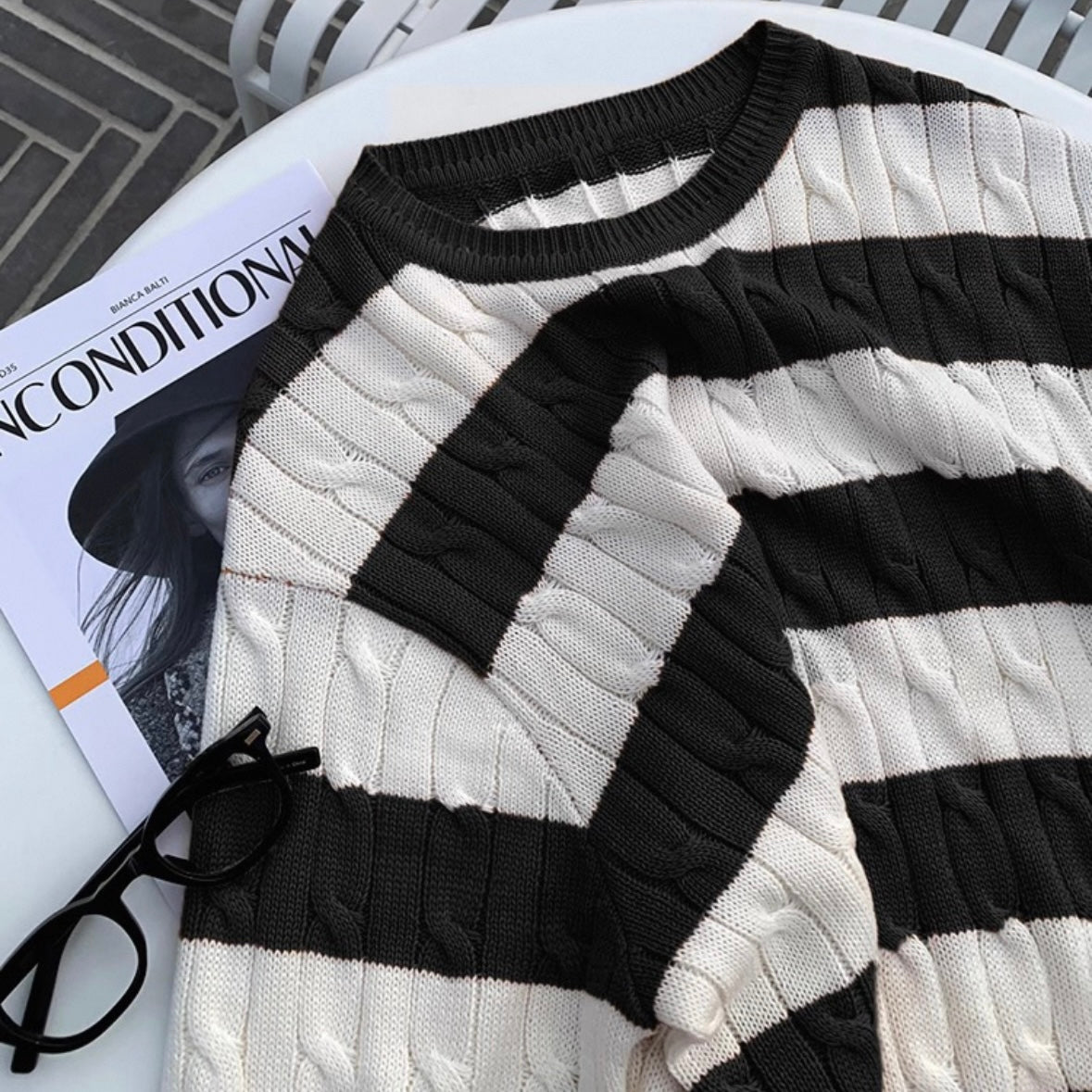 Retro Color Clash Knit Tee