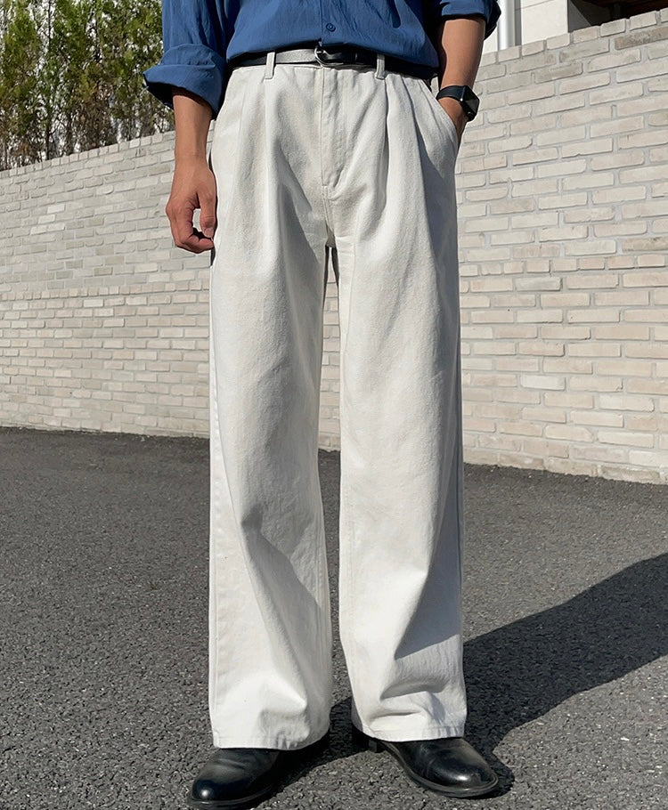 Draped Casual Straight Pants