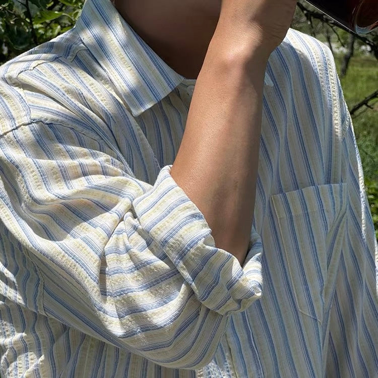 Textured Stripe Relaxed Shirt