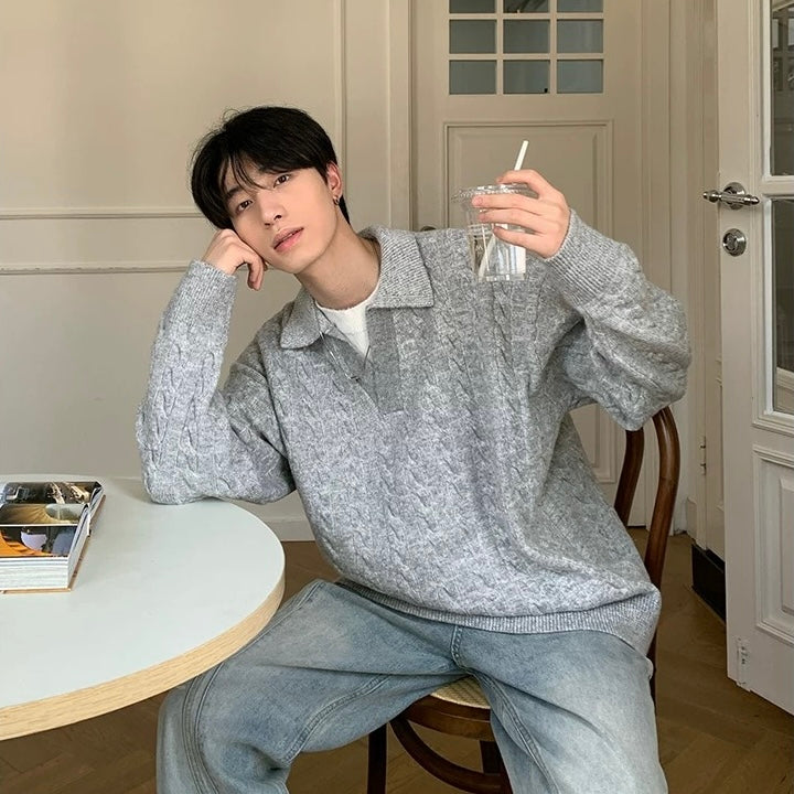 Casual 2 Piece Lapel Knit Sweater