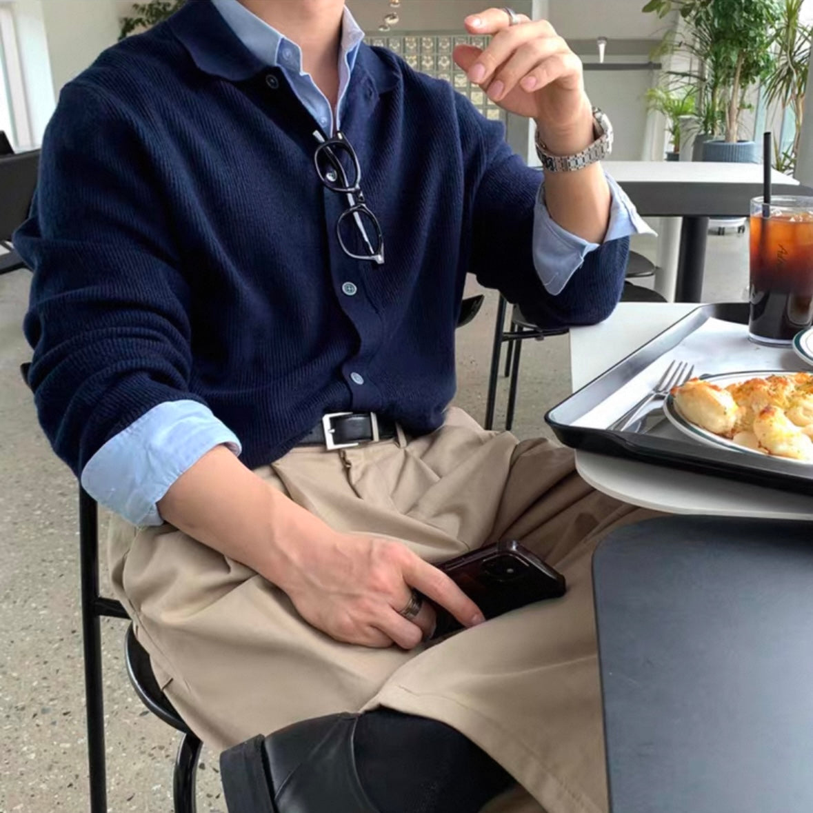 Blended Knit Cardigan Casual