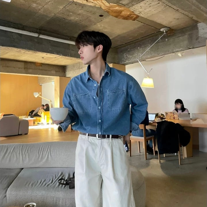 Dual-Pocket Denim Shirt
