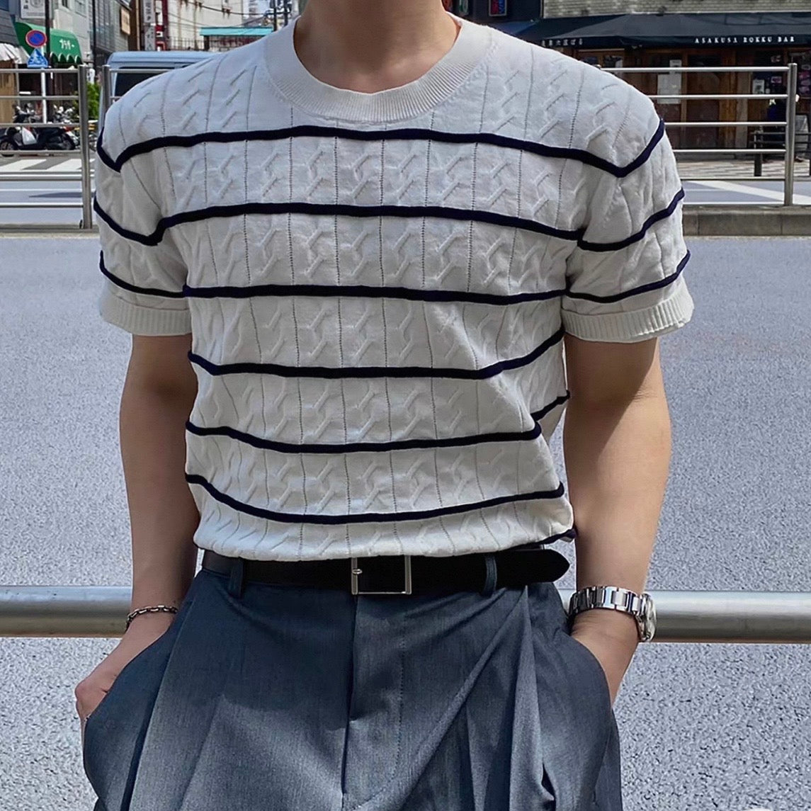 Casual Striped Knit T-shirt