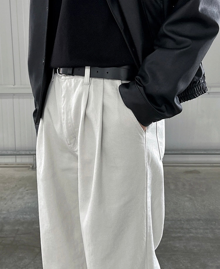 Draped Casual Straight Pants
