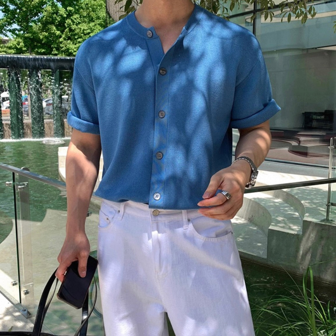 Korean Short-Sleeve Cardigan T-shirt