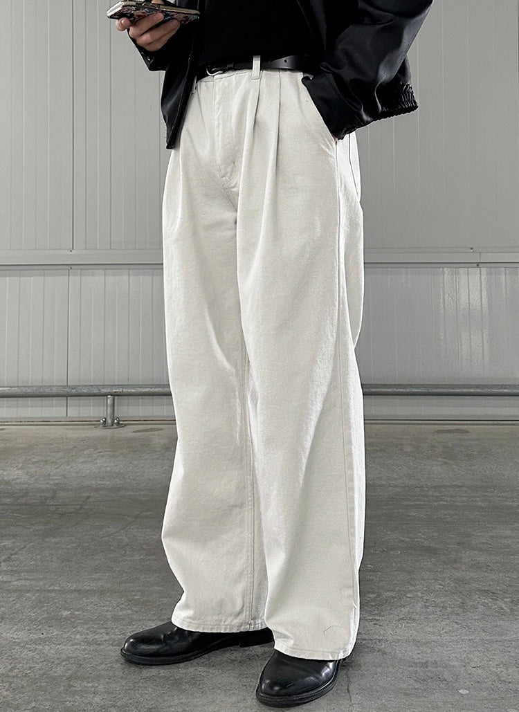 Draped Casual Straight Pants