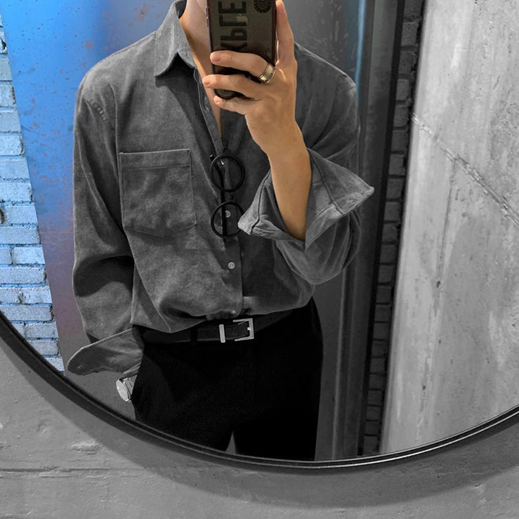 Men's Corduroy Retro Long Sleeve Shirt