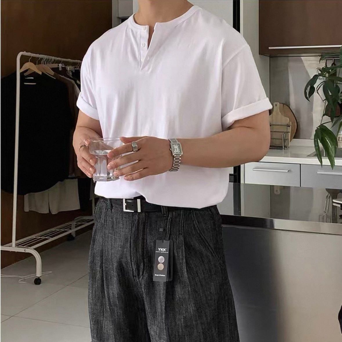 Henry Collar Casual Summer T-shirt